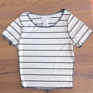 NWOT White & Black striped crop top size XS